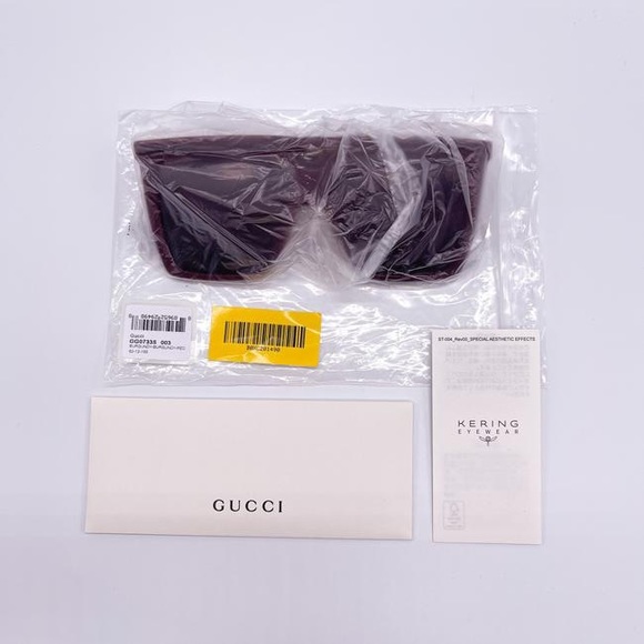 New - Gucci Burgundy New Gg0733s 003 Shield Sunglasses - Picture 10 of 13